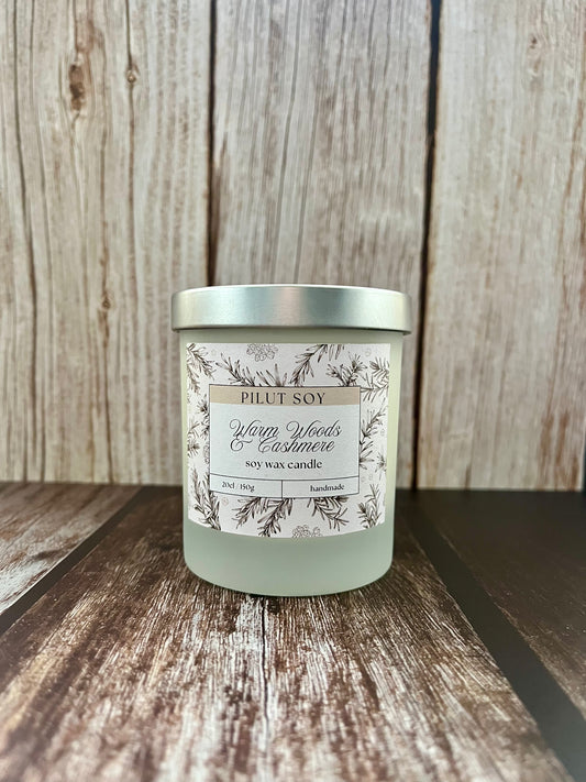 100% Soy Wax Scented Candle - Warm Woods & Cashmere